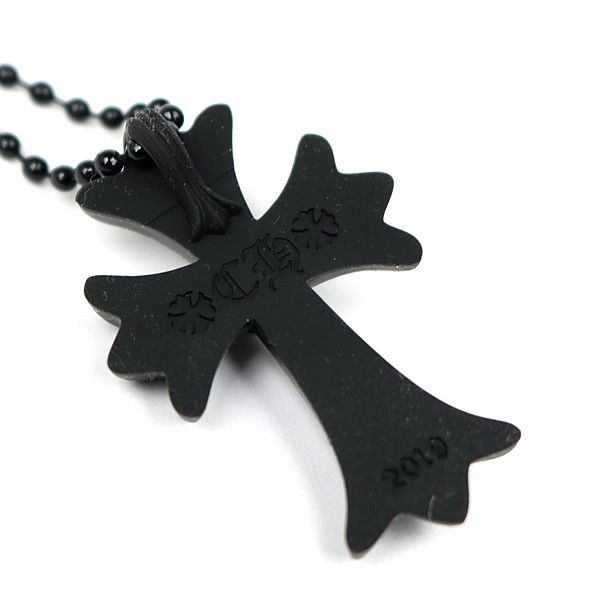 CHROME HEARTS クロムハーツ シリコンラバー スモールCHクロス ネックレス メンズ ボールチェーン 黒 101828
