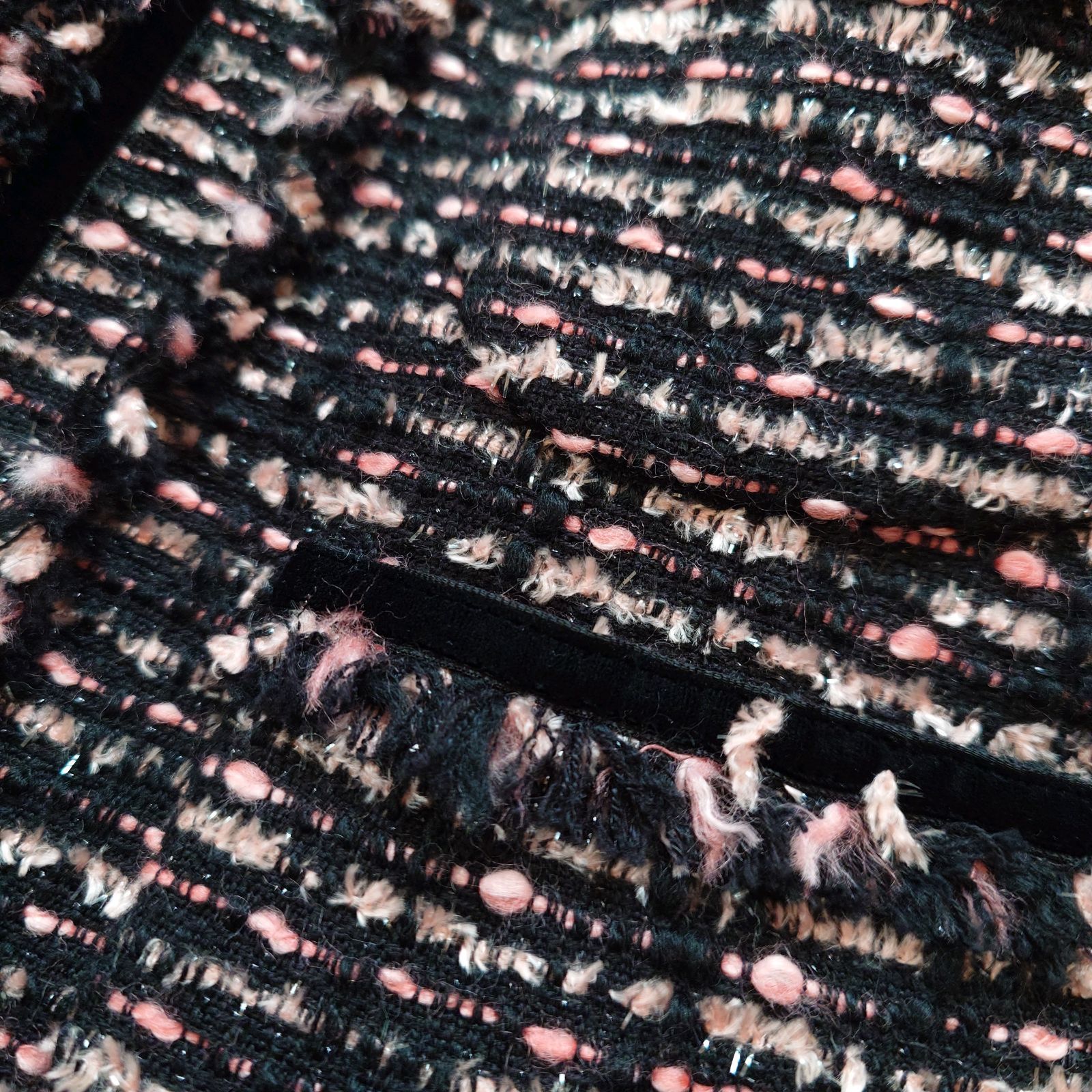 アナイ ANAYI ツイード ノーカラージャケット ラメ フリンジ ミックス