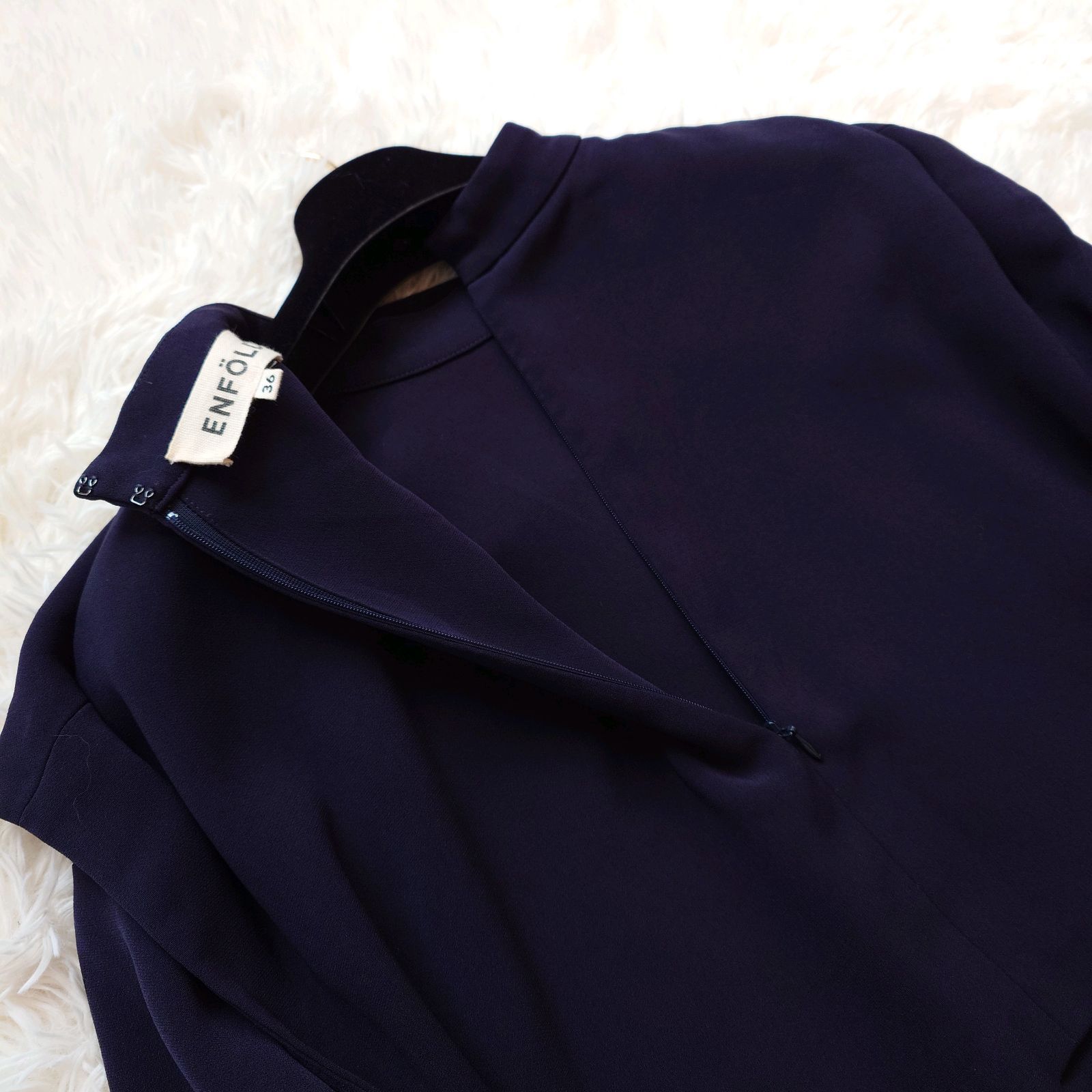 ネイビー　ロングワンピース 長袖　enfold エンフォルド ENFOLD レイヤード ドッキング ロング ワンピース 長袖