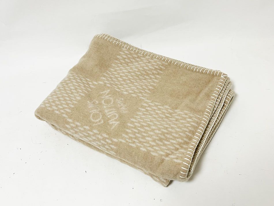 LOUIS VUITTON ルイヴィトン ブランケット ウール カシミア ベージュ R 96540