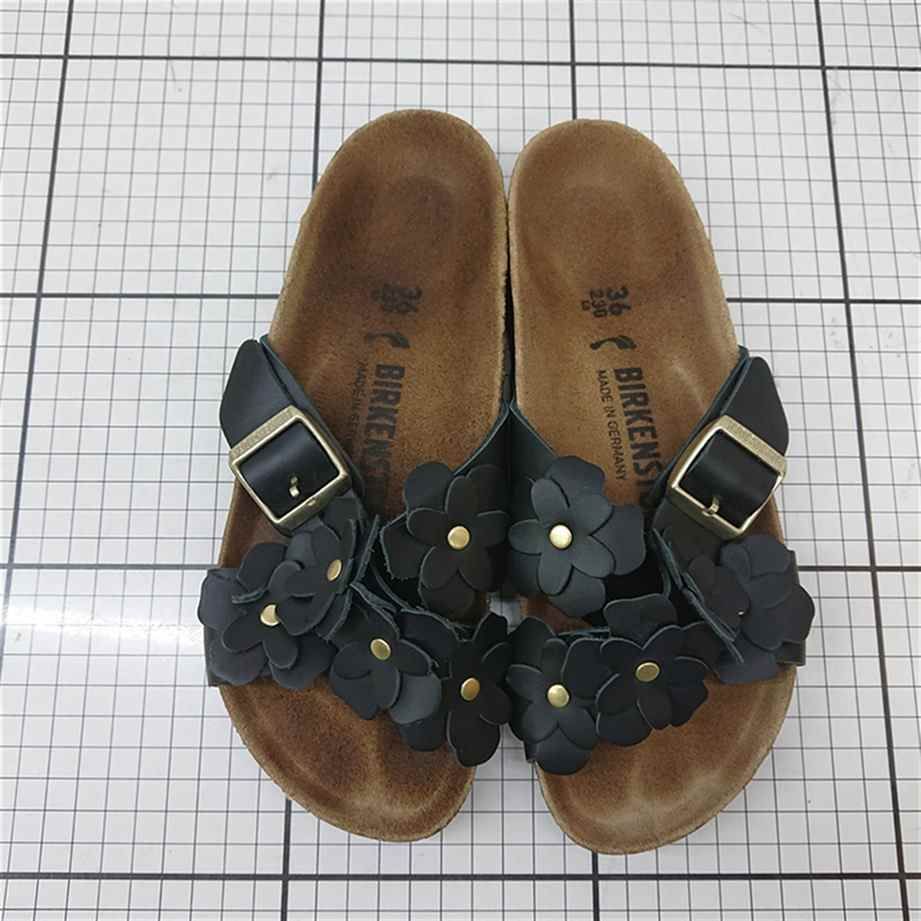 ⊂ ビルケンシュトック フラワーモチーフ サンダル ブラック系 36 レディース E