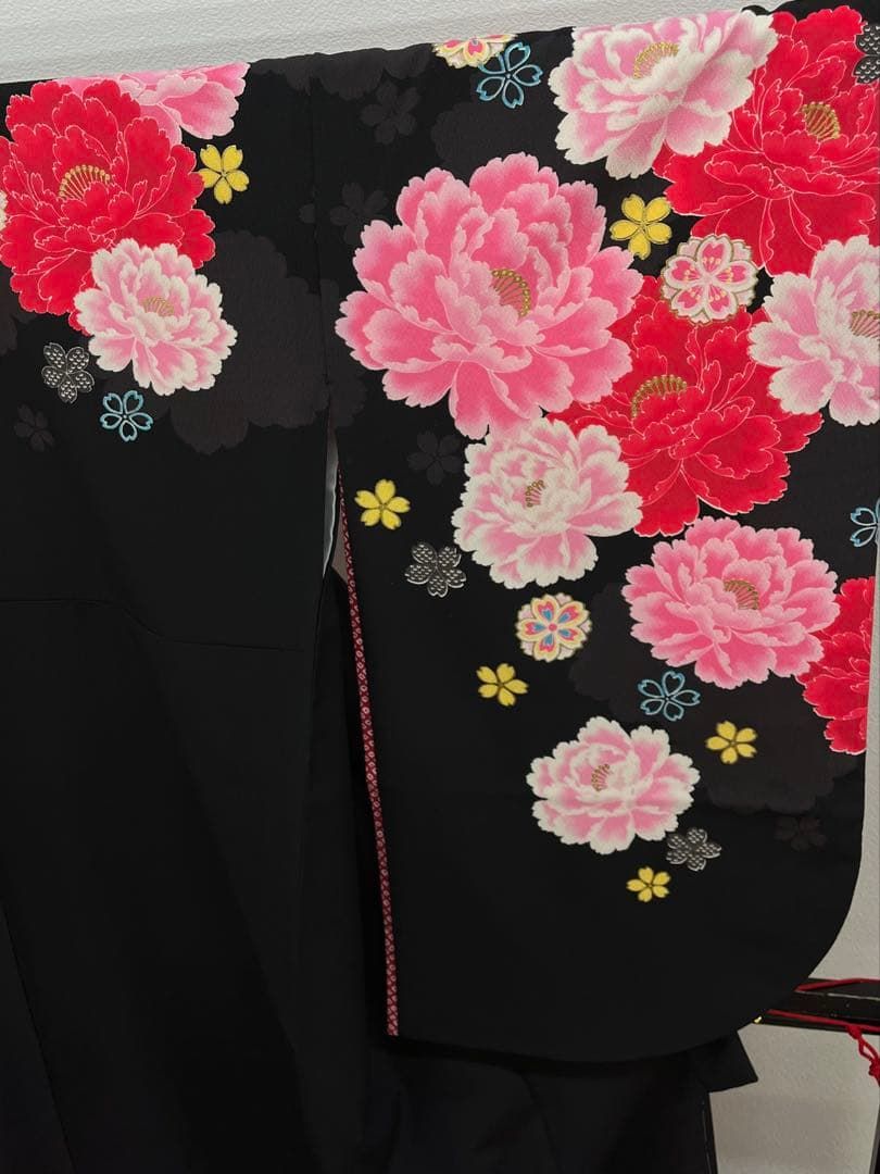 二尺袖 ポリエステル着物 山本寛斎 袴向 牡丹 桜 MOP 585