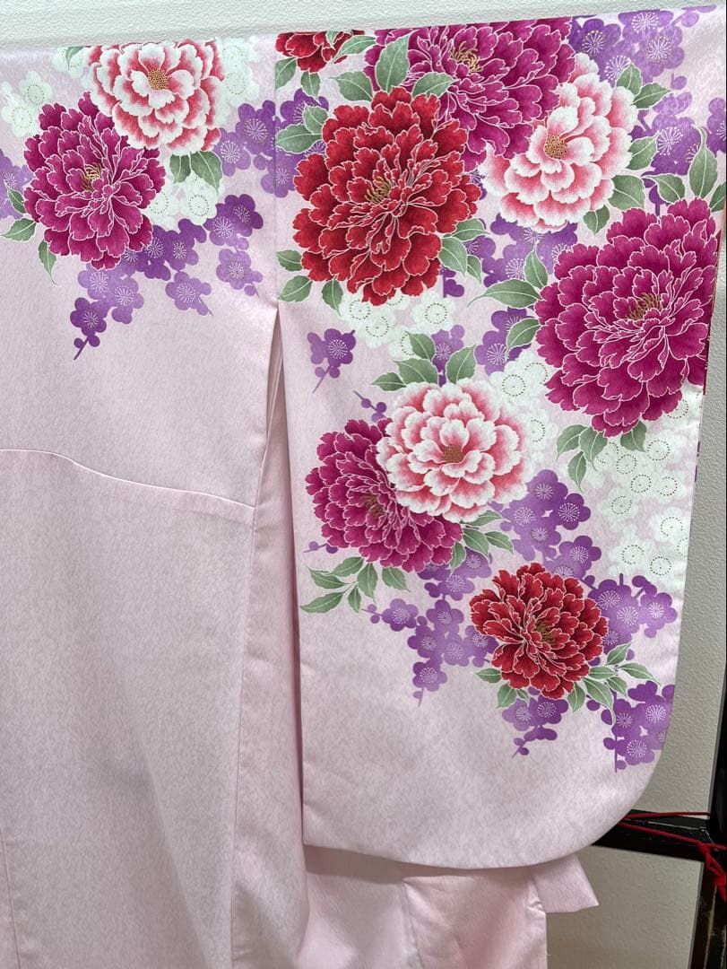 二尺袖 ポリエステル着物 袴向き 牡丹 梅 MOP 583