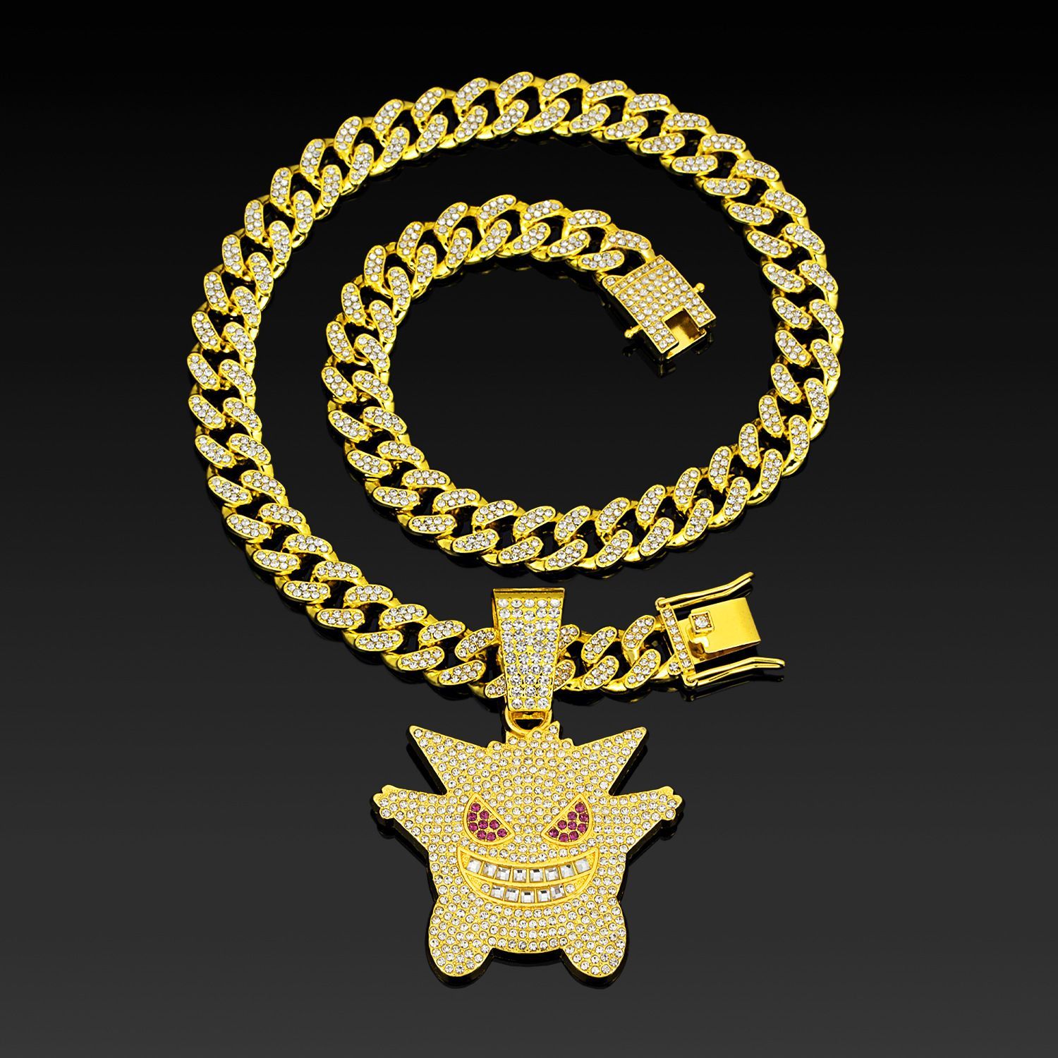 ヒップホップ ポケモン ゲンガー 太チェーン ネックレス メンズ ユニ