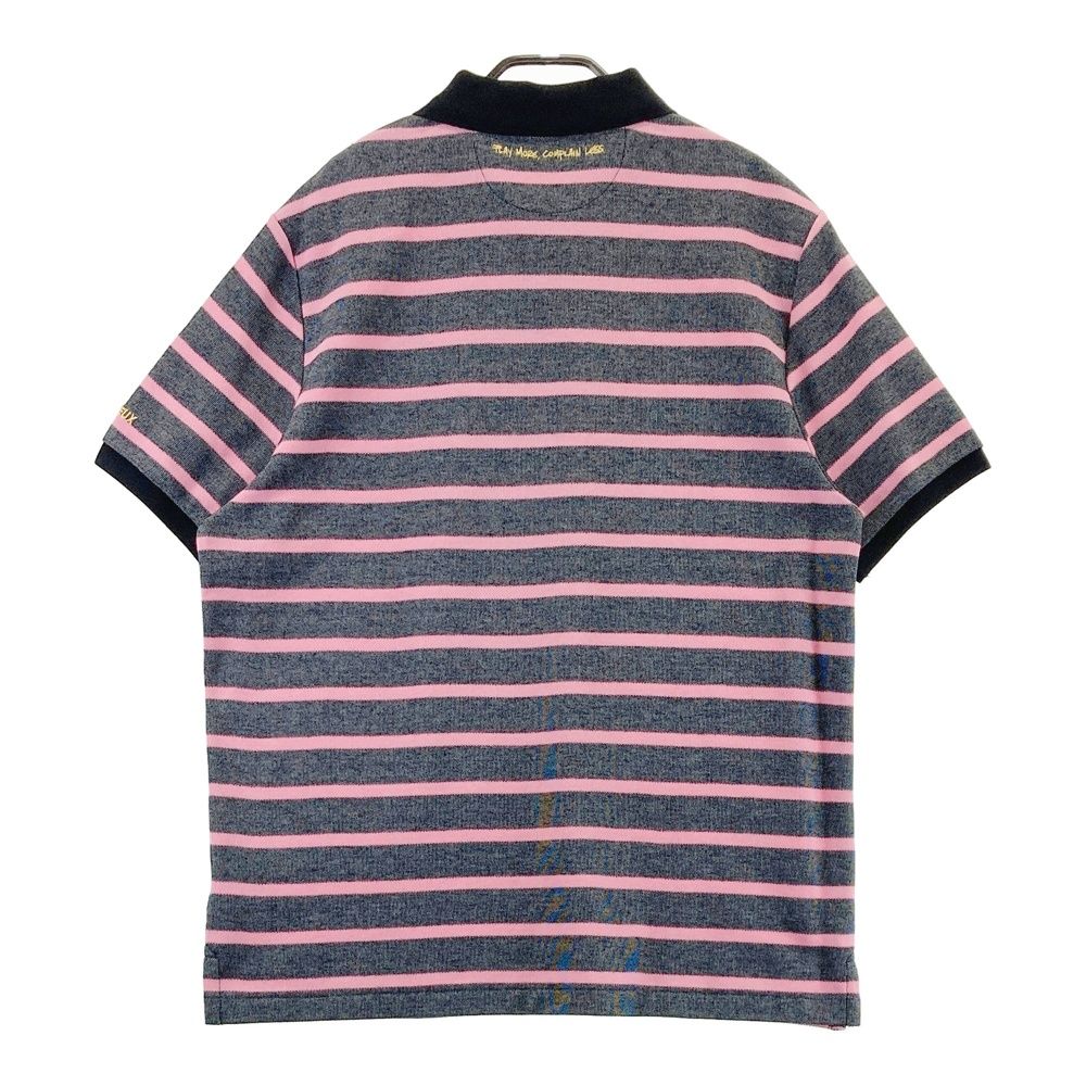 サイズ L GOLF デヴァローゴルフ 半袖ポロシャツ ボーダー ピンク系 ゴルフウェア メンズ ストスト