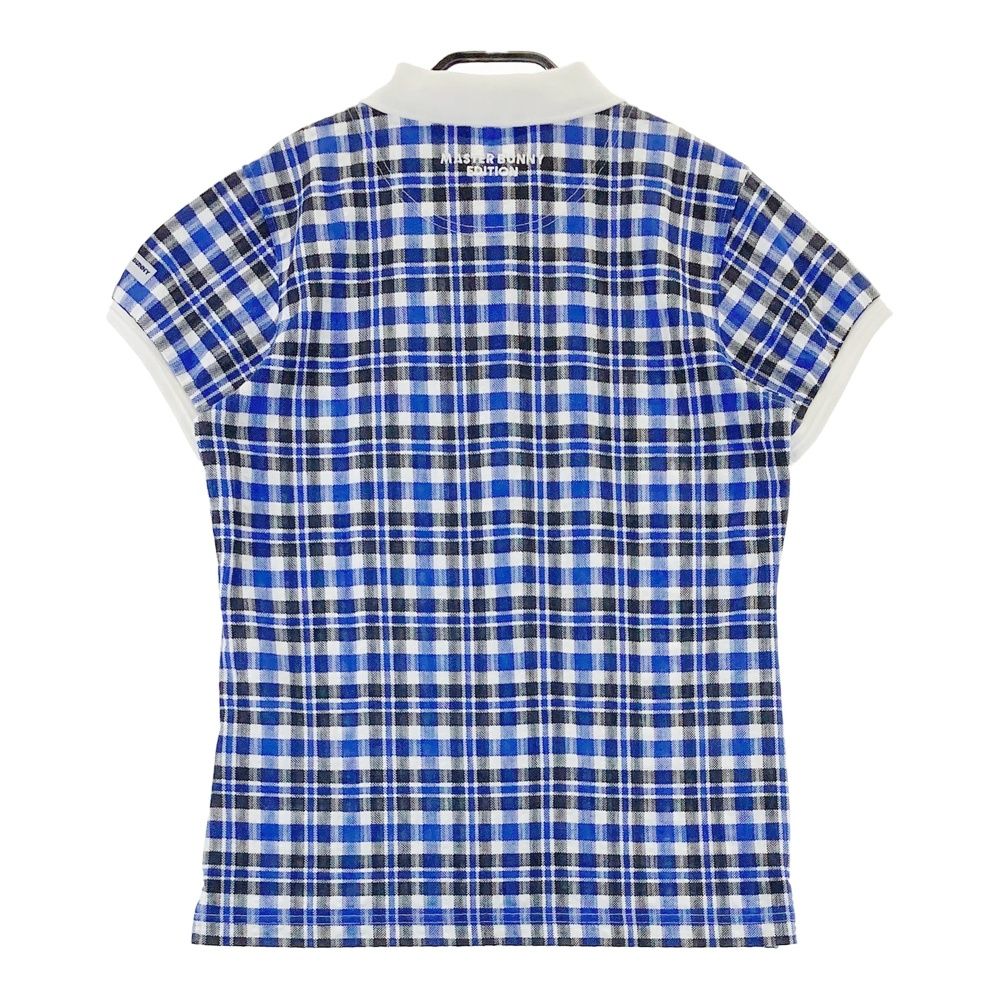 美品✨マスターバニーエディション　ゴルフウェア　ポロシャツ　小花柄　ブルー系 美品✨マスターバニーエディション ゴルフウェア ポロシャツ 花柄