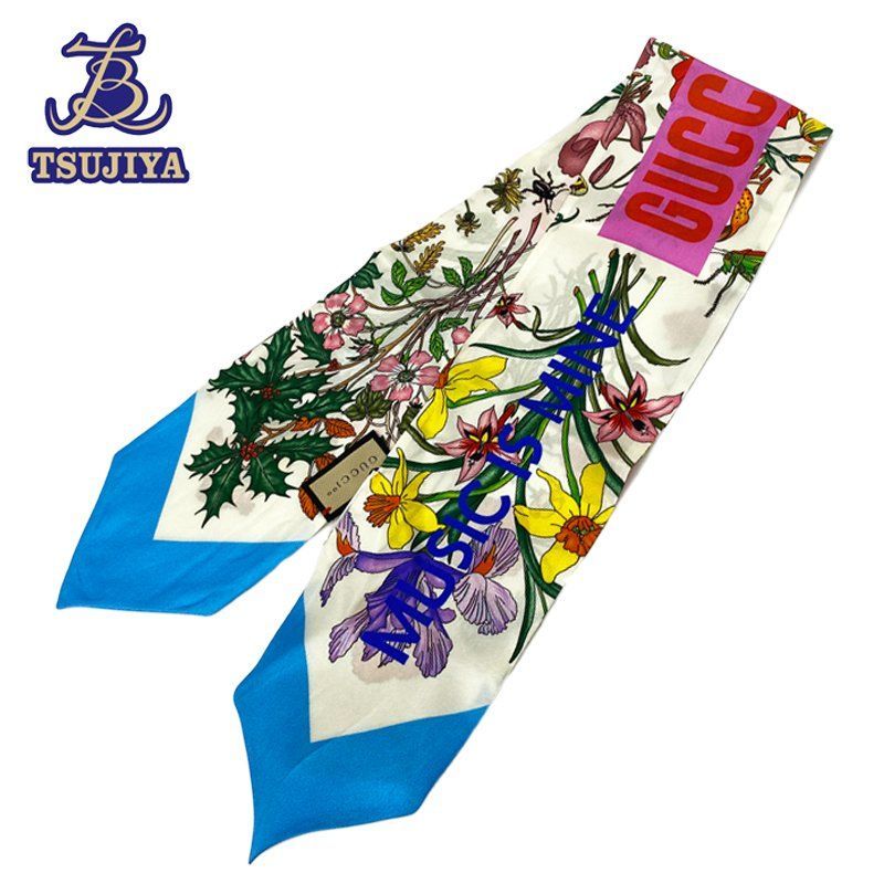 A GUCCI グッチ フローラルプリント スカーフ 678992 シルク 2013