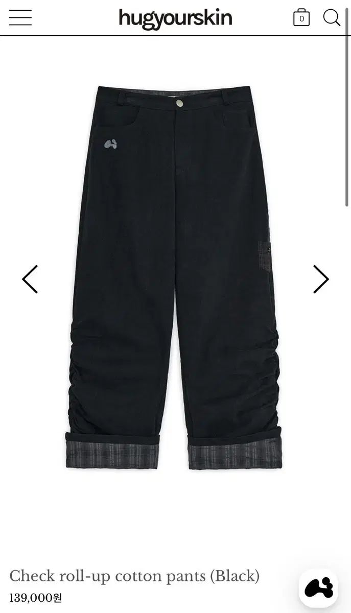 HUG YOUR SKIN ハグユアースキン CHECK チェック ROLL UP ロールアップCOTTON コットンPANTS パンツBLACK ブラック