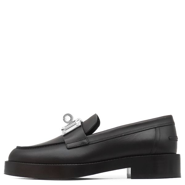 エルメス HERMES ローファー モカシン ホット レザー ゴム ブルー