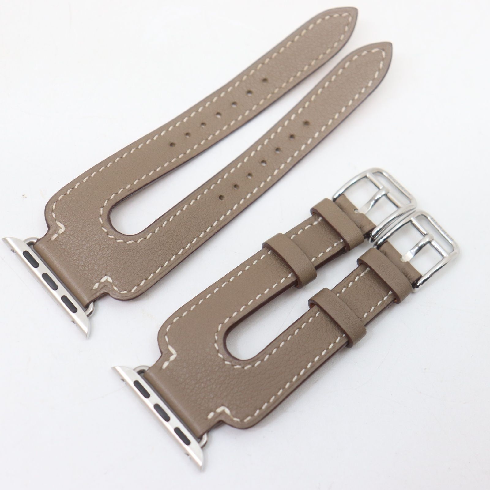 HERMES エルメス アップルウォッチ用 替えベルト ダブルバックル ヴォースイフト エトゥープ X刻印 38 mm