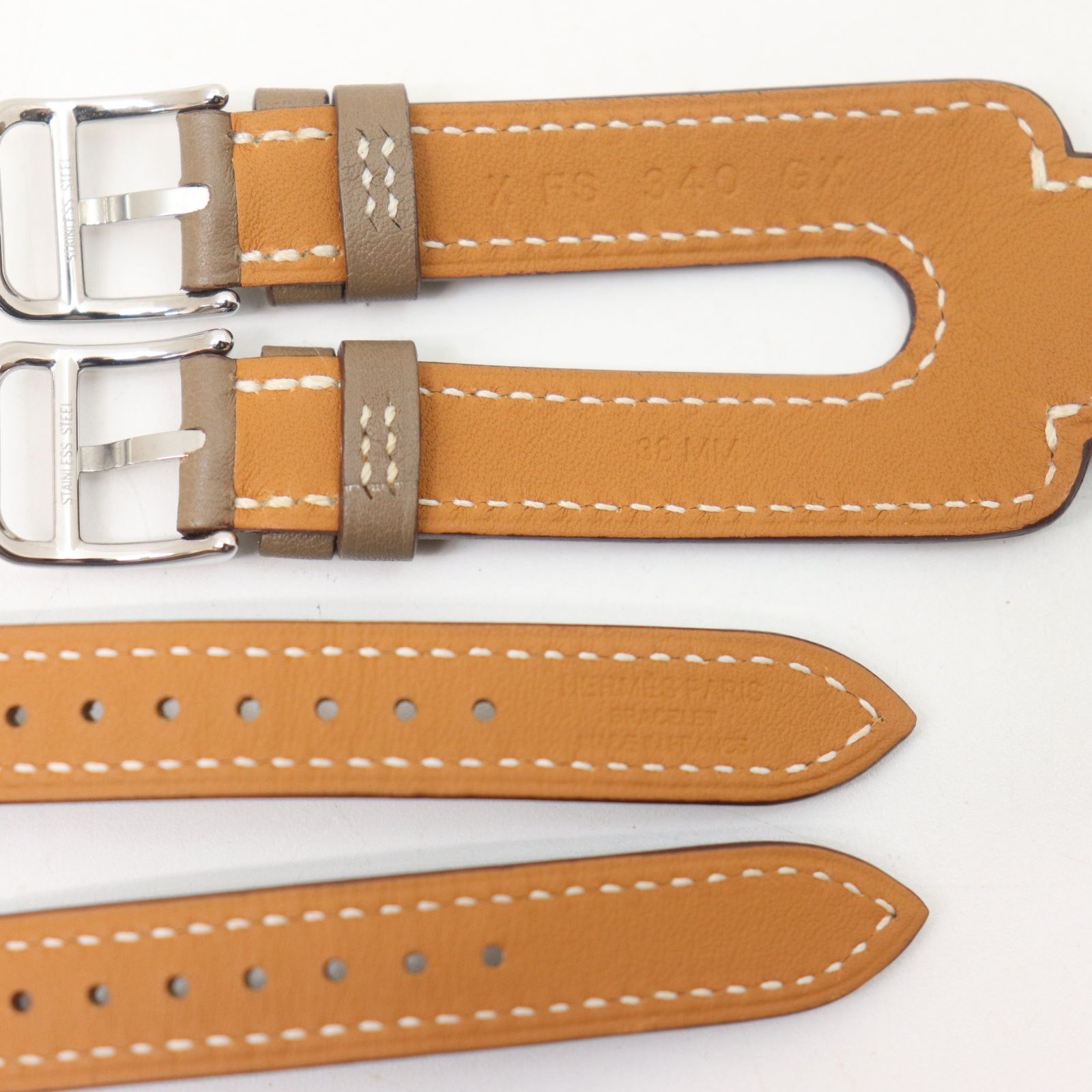  HERMES エルメス アップルウォッチ用 替えベルト ダブルバックル ヴォースイフト エトゥープ X刻印 38 mm その他 時計