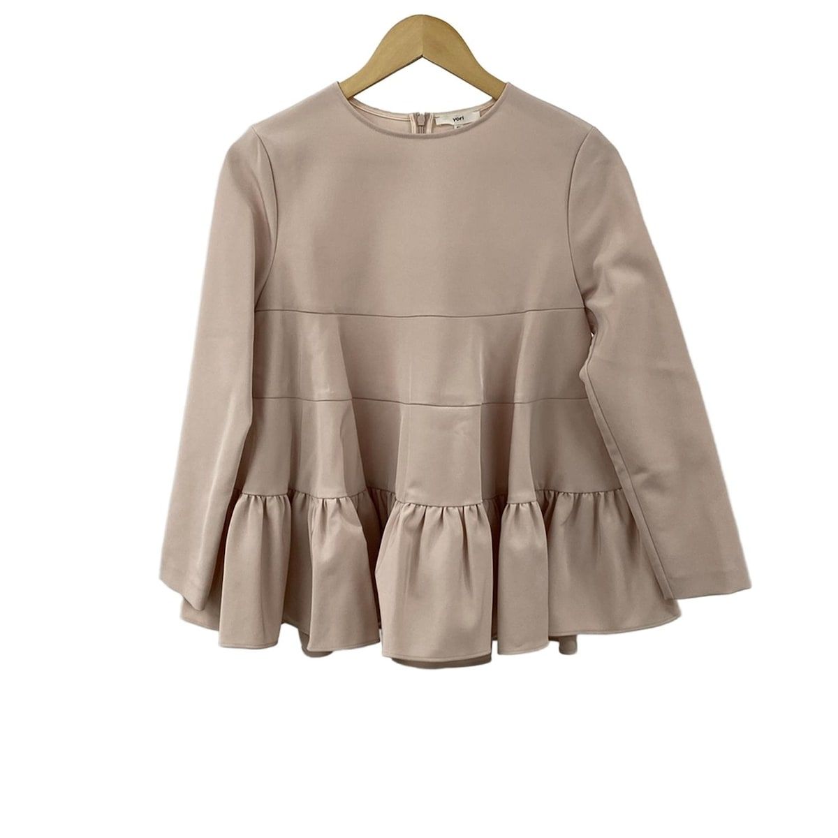 yori ヨリ 長袖カットソー サイズ36 S レディース - ピンクベージュ クルーネック|ギャザー