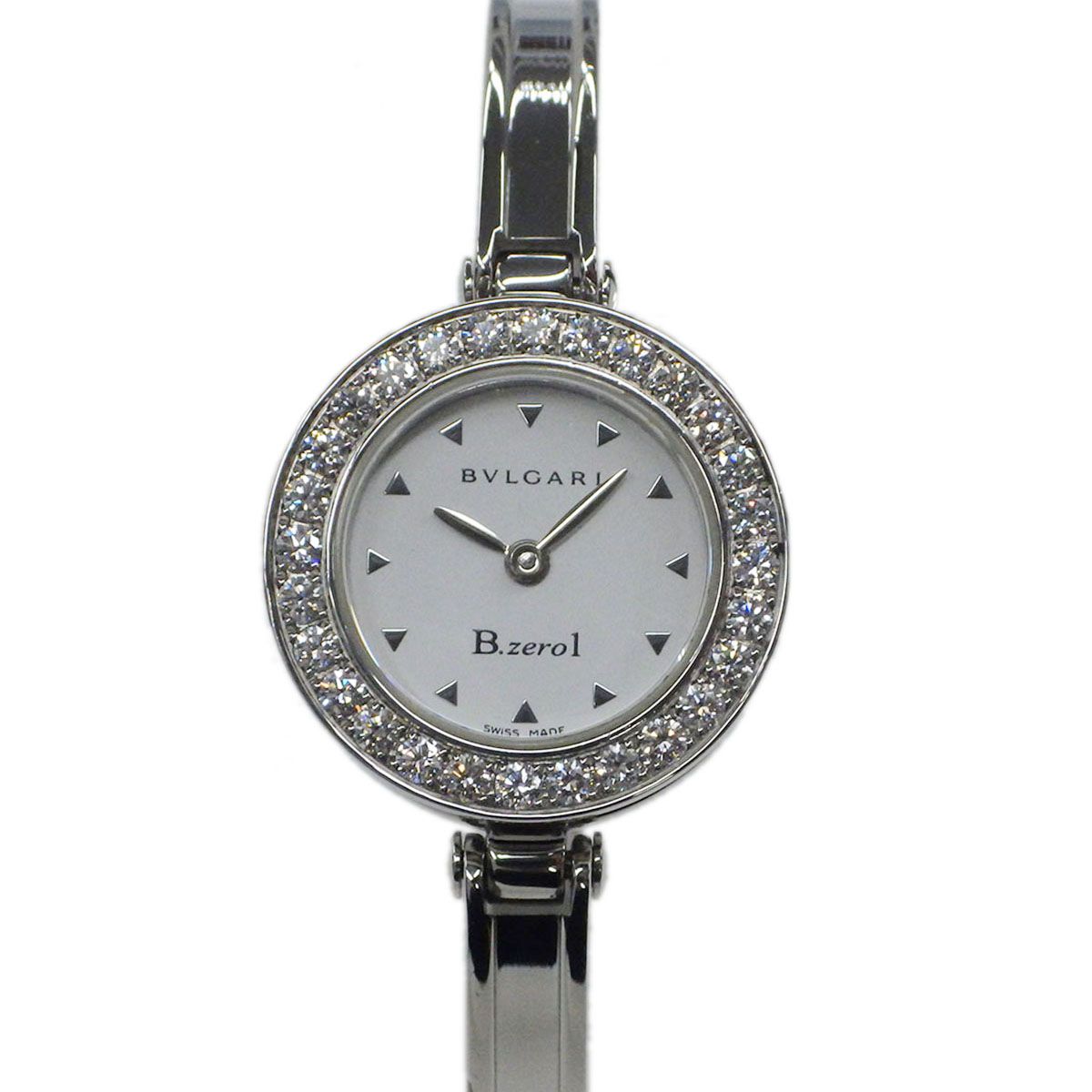 BVLGARI ブルガリ B ZERO 1 ビーゼロ1 バングルウォッチ ダイヤベゼル 腕時計 レディース ステンレススチール ダイヤモンド ホワイト シルバー クオーツ