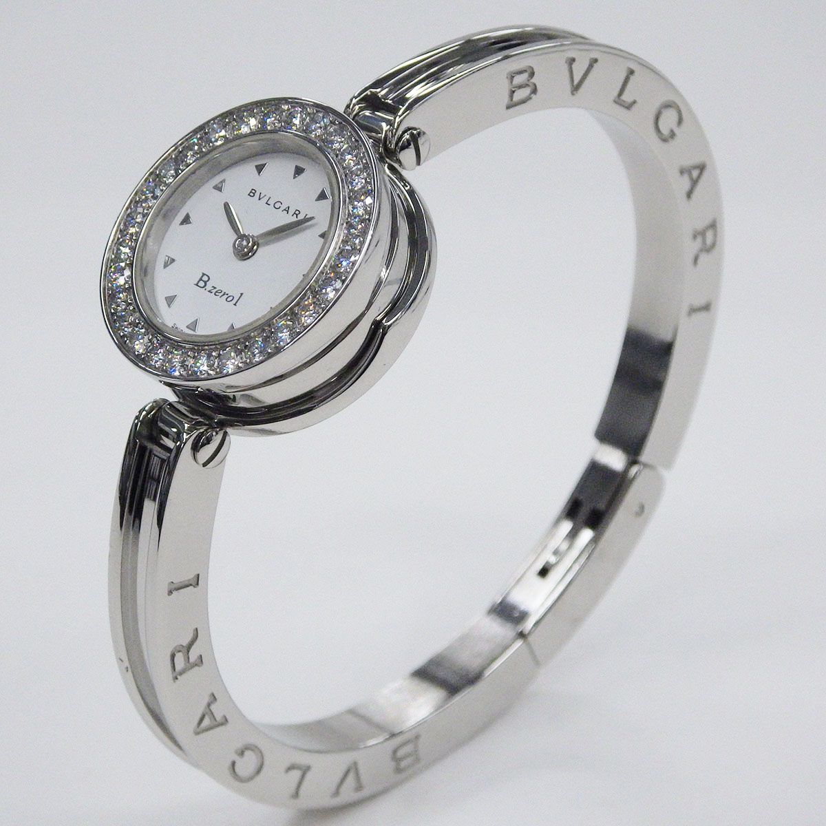 BVLGARI ブルガリ B ZERO 1 ビーゼロ1 バングルウォッチ ダイヤベゼル 腕時計 レディース ステンレススチール ダイヤモンド ホワイト シルバー クオーツ
