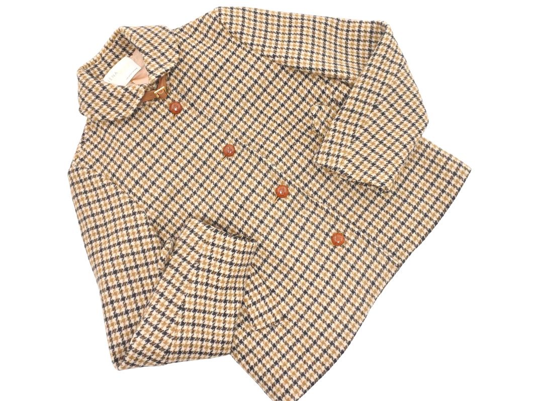 IENA イエナ ウール100% チェック ジャケット size38/黒x茶