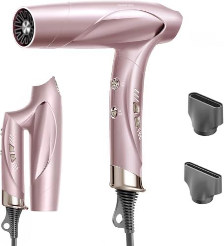 llano ドライヤー 大風量 高風速 サロン級 速乾 ヘアドライヤー 21 m|s 中和イオン-温冷リズムモード搭載 熱ダメージ抑制 プラス マイナスイオン発生器 折り畳み式 コンパクト 家庭用 旅行用 美容師向け PSE認証済み ローズゴールド m