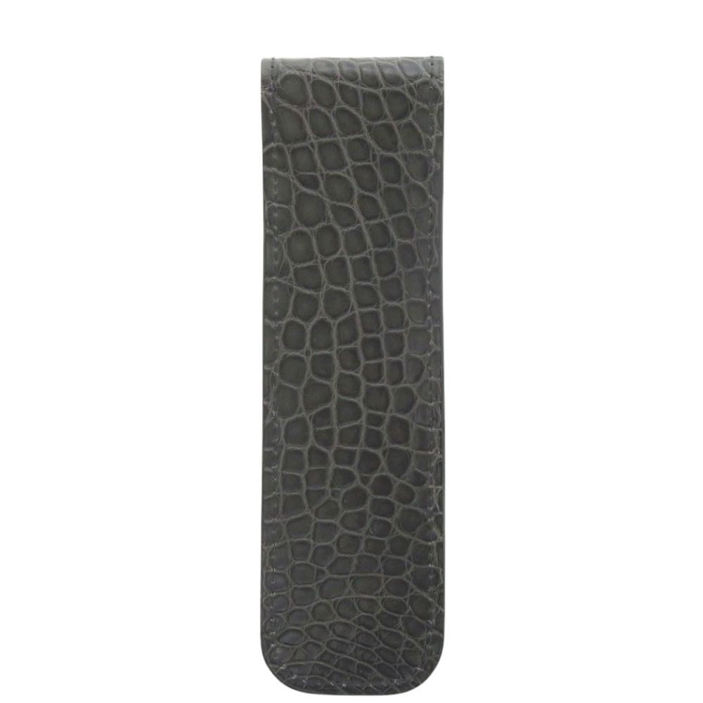 新品同様 ジャンルソー ペンケース クロコダイル グレー 0347 JEAN