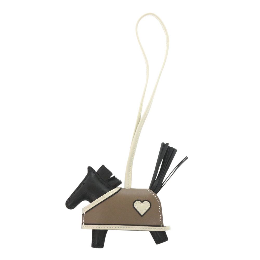 ♥ エルメス ロデオ ロベオクールPM アニョーミロ ヴォースイフト ブラックエトゥープ クレ K刻印 製 キーホルダー 黒 0638 HERMES