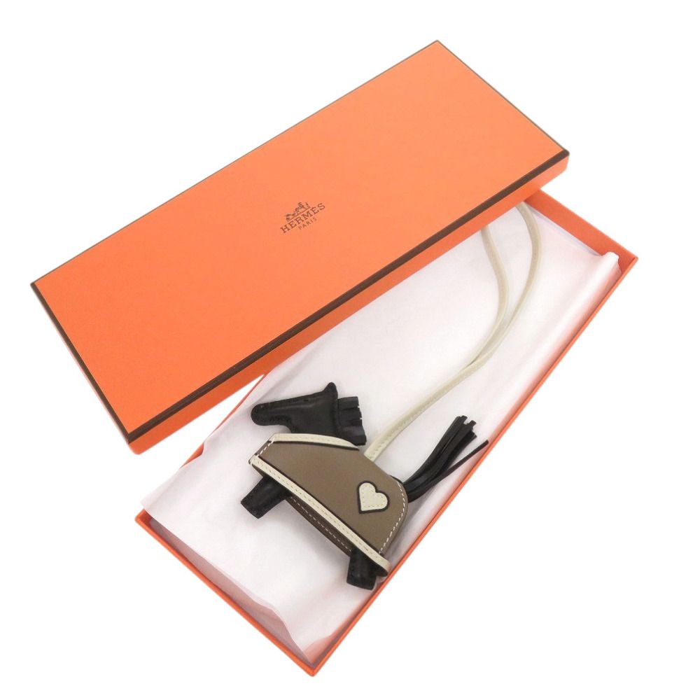 ♥ エルメス ロデオ ロベオクールPM アニョーミロ ヴォースイフト ブラックエトゥープ クレ K刻印 製 キーホルダー 黒 0638 HERMES