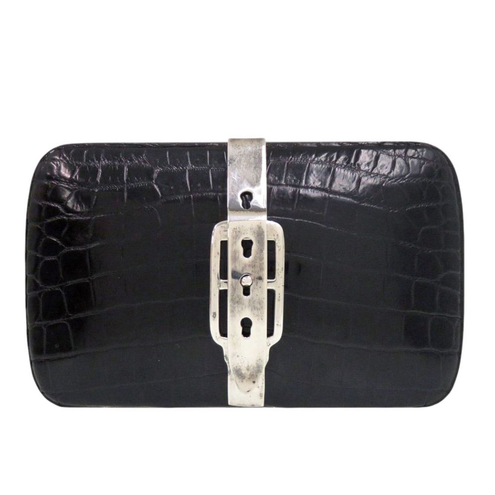 ラルフローレン クロコダイル ブラック クラッチバッグ 黒 0343 RALPH LAUREN