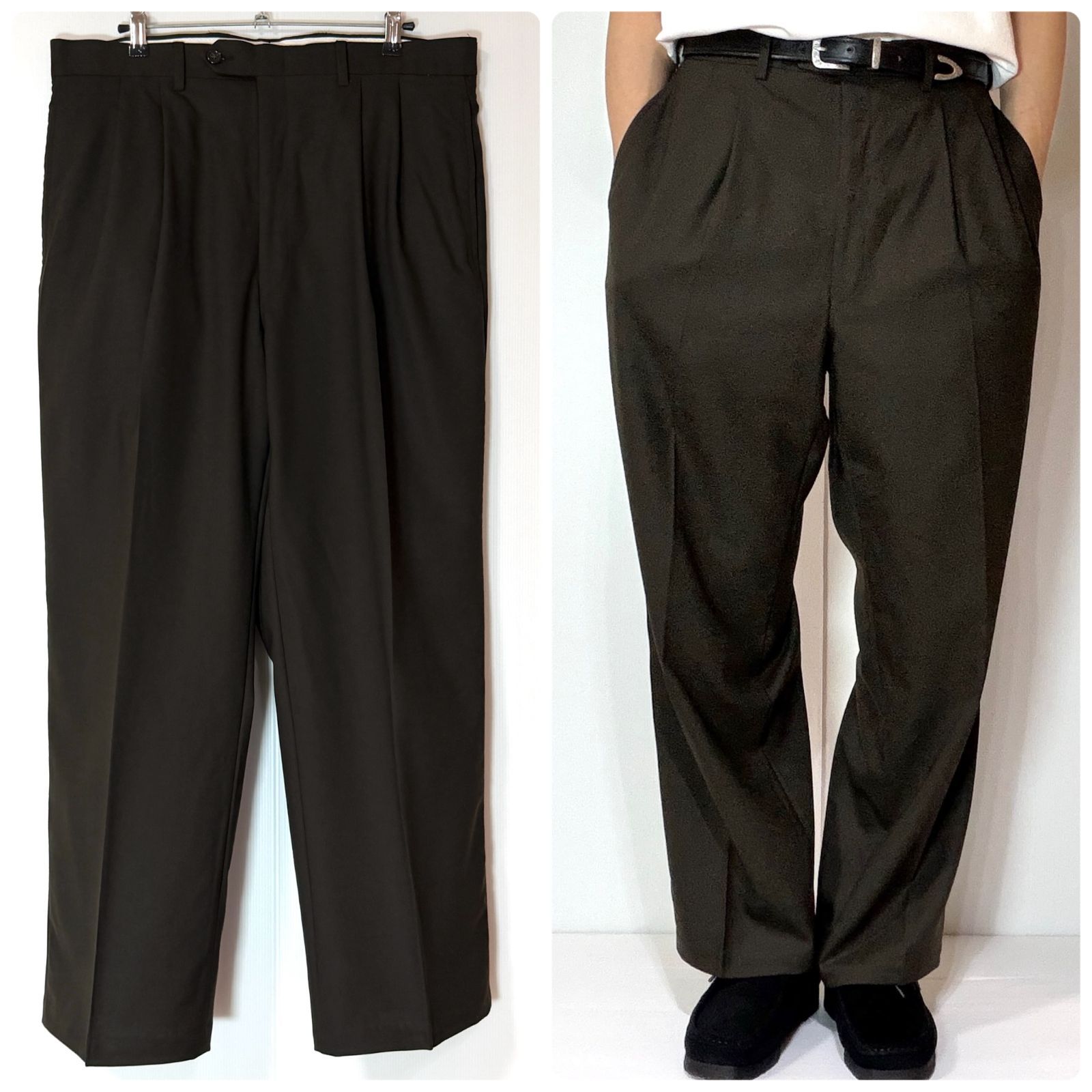 90s Façonnableファソナブル ツータックスラックス W34 L30 90s LAUREN ローレン TOTAL COMFORT トータル コンフォート ウール