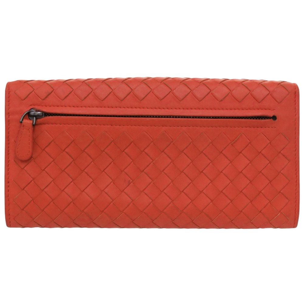 ボッテガヴェネタ イントレチャート レザー レッド 長財布 赤 0787 BOTTEGAVENETA