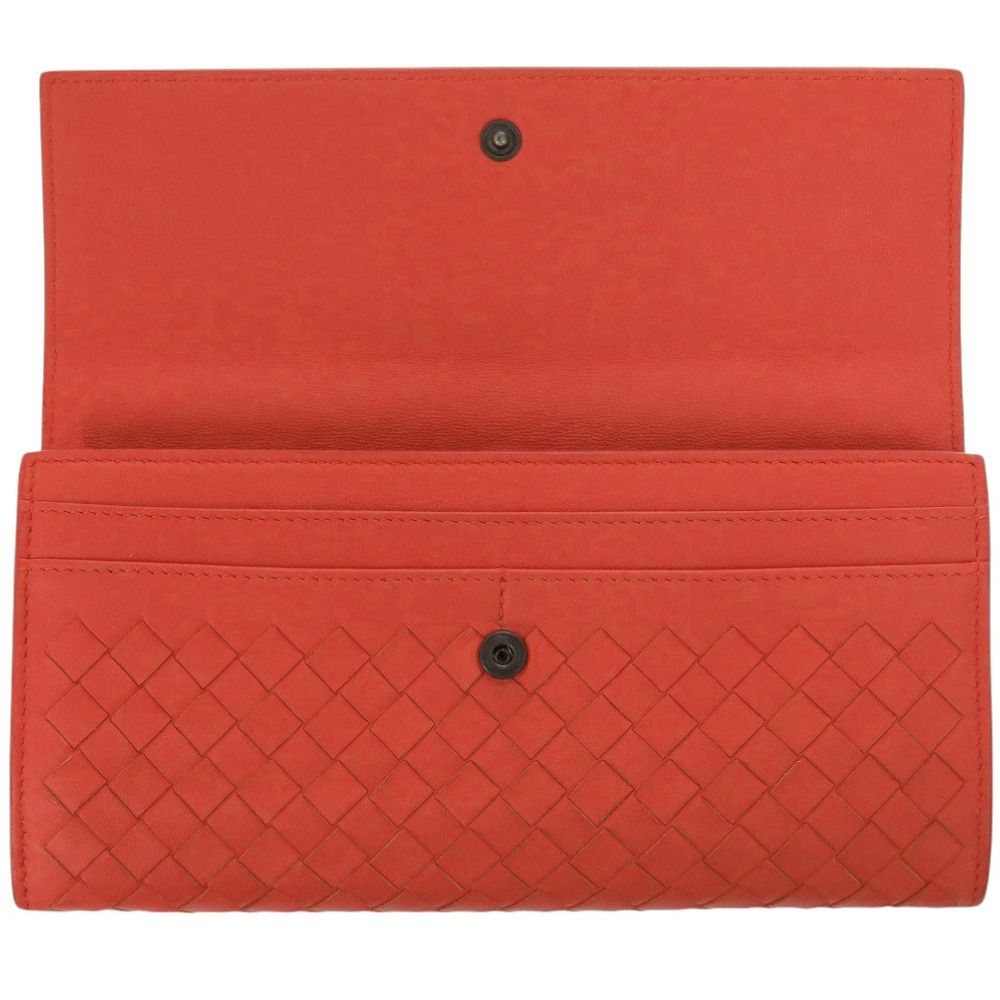 美品 ボッテガヴェネタ イントレチャート レザー レッド 長財布 赤