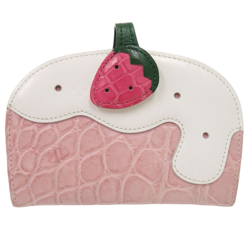 キタムラ イチゴ ケーキ スイーツ クロコダイル ピンク カードケース 財布 0346 Kitamura