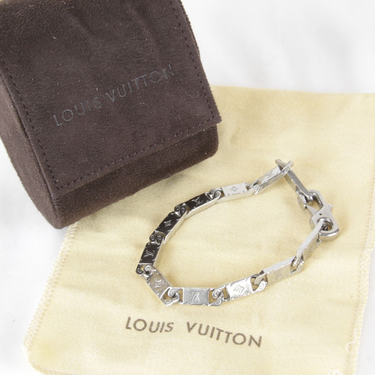 LOUIS VUITTON ルイ ヴィトン M 0921 L|AK 0275 モノグラム タイドアップ ケース有 ブレスレット メンズ シルバー ハイブランド