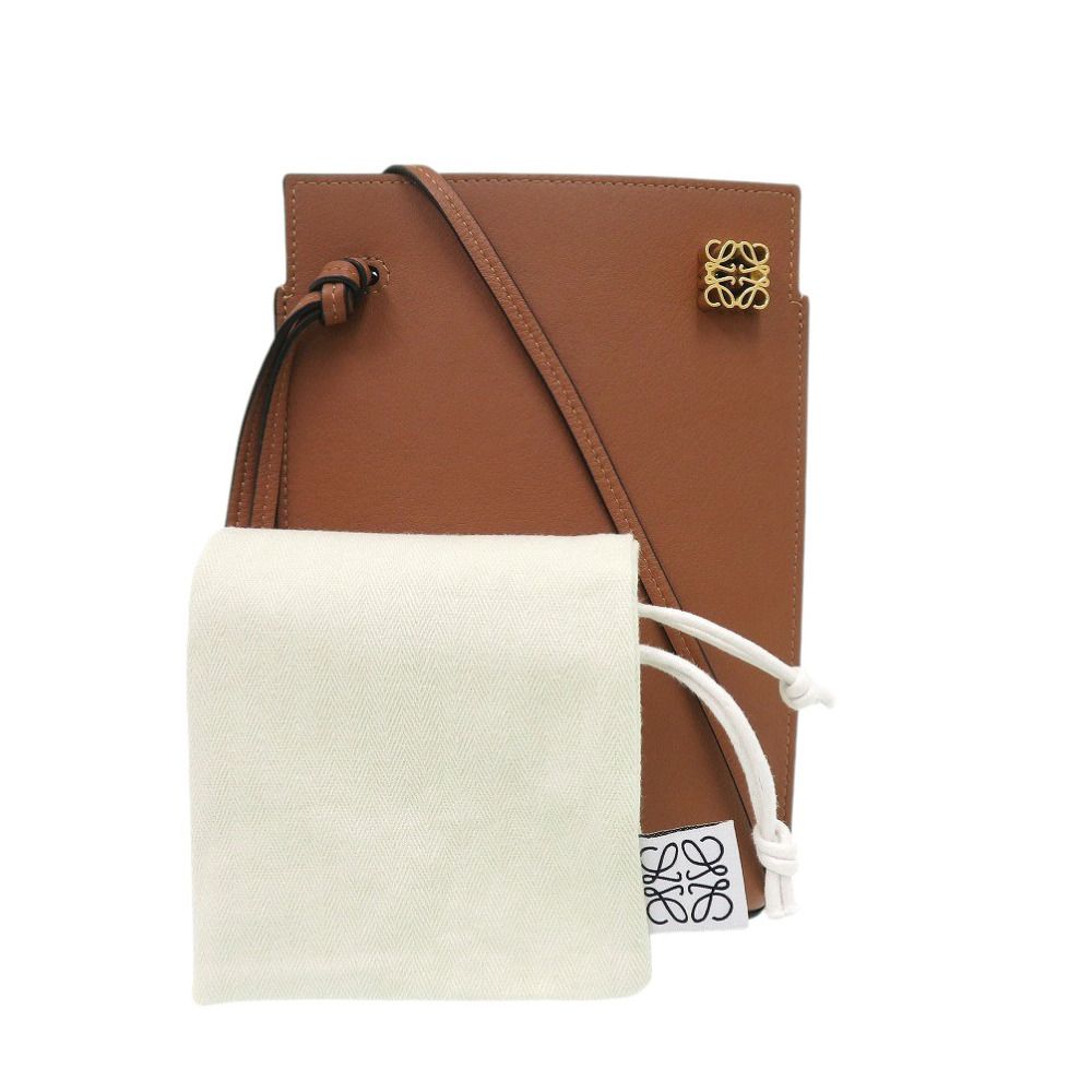 美品 ロエベ ダイスポケット ショルダーバッグ レザー ブラウン 0649