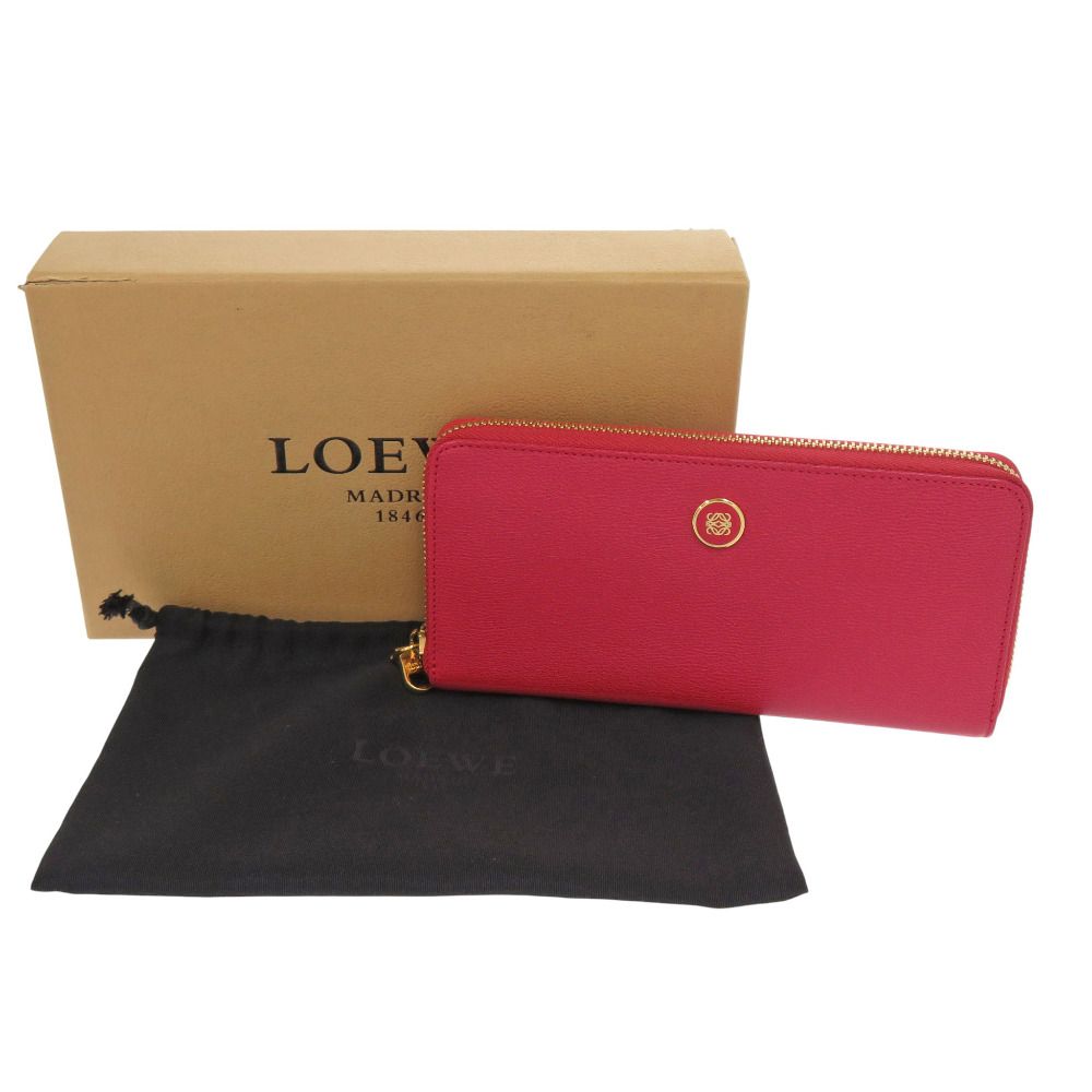 ♥ ロエベ アナグラム レザー レッド 長財布 赤 1240 LOEWE