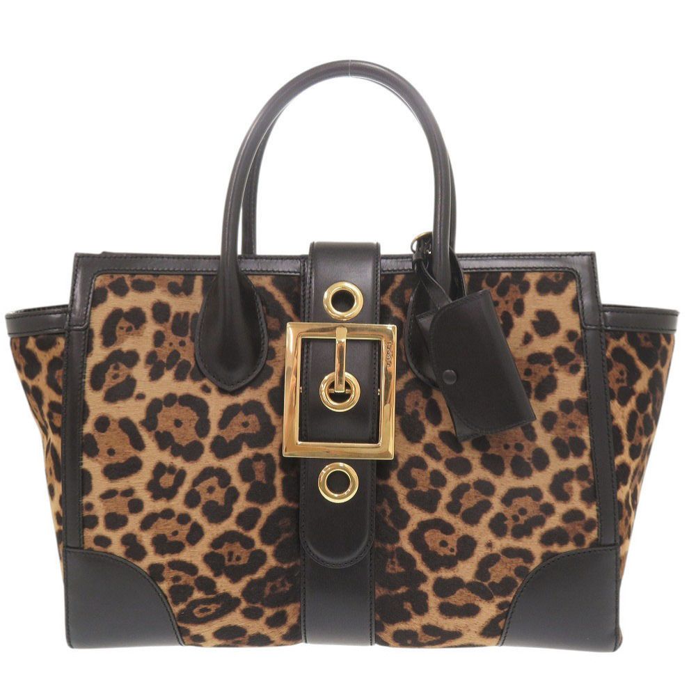 グッチ レオパード柄 323652 ハラコ レザー ブラウン ブラック ハンドバッグ トートバッグ 1735 GUCCI
