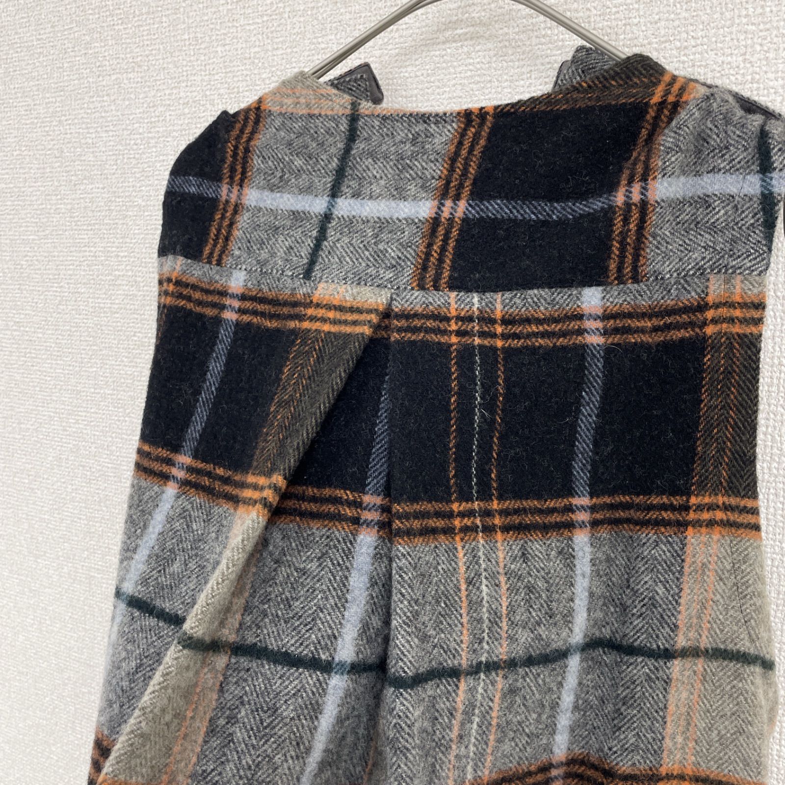 Y's ワイズ ワンピース ロング ノースリーブ チェック柄 ウール Y's ワイズ ワンピース ロング ノースリーブ チェック柄 ウール