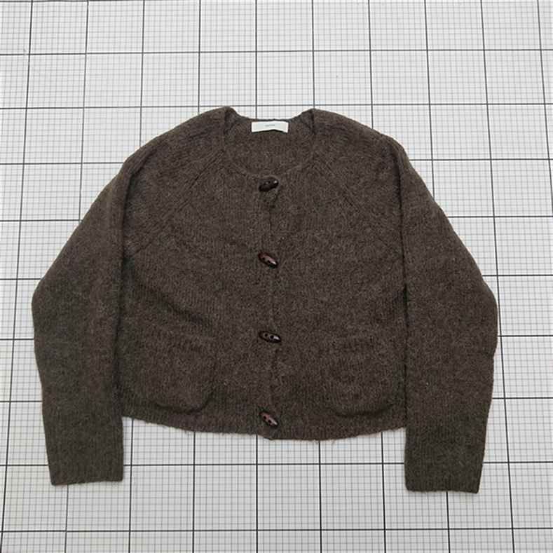 ⊇ オオトロ OHOTORO アルパカ混ウールカーディガン ブラウン系 レディース E