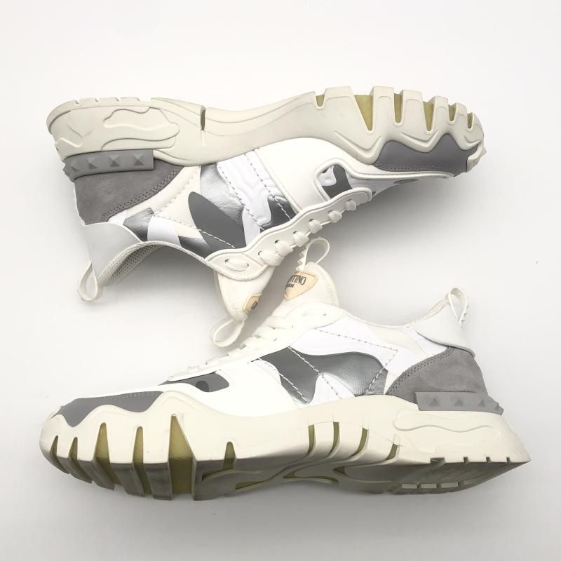 カモフラージュ ロックランナーシューズ 40 ホワイト グレー ヴァレンティノガラヴァーニ 10