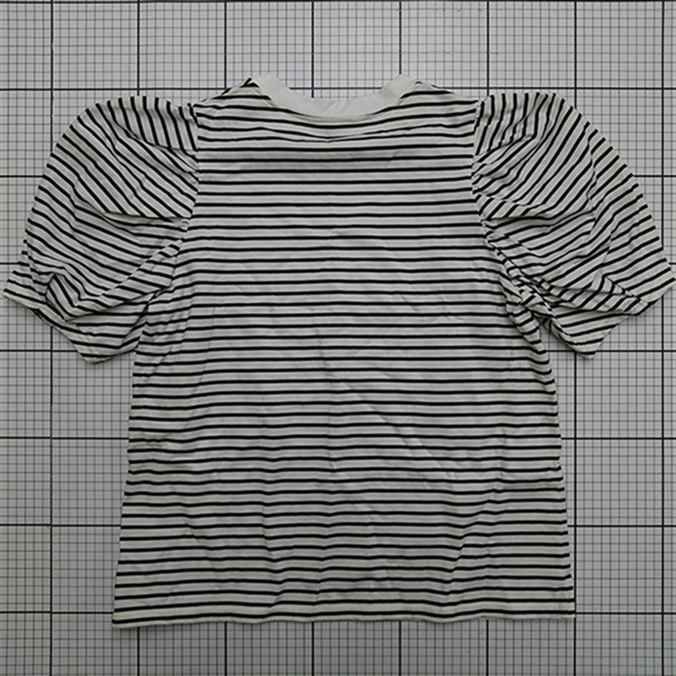 ⊂ オブラダ Oblada CINCH パフスリーブボーダーカットソー レディース E