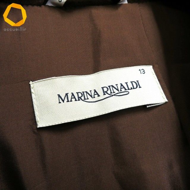 w マリナリナルディ MARINA RINALDI チェスター コート 13 茶 ロング