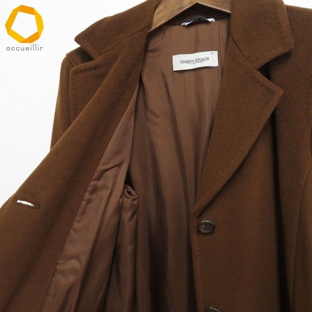 【極美品】MARINA RINALDI カシミヤ ウール チェスターコート 13 w マリナリナルディ MARINA RINALDI チェスター コート 13 茶 ロング