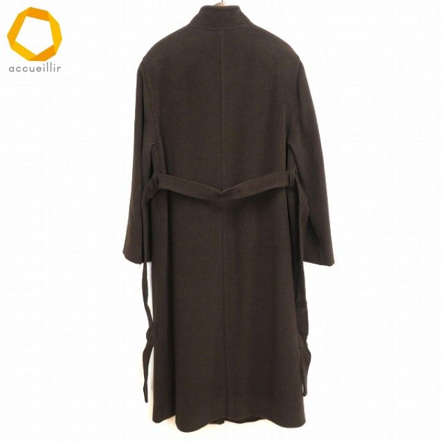 w アイグナー AIGNER コート I44 こげ茶 ロング ウール混 スタンド