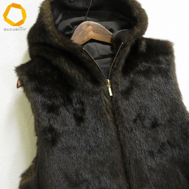 w ダーマコレクション DAMA collection フェイクファー ベスト 2 こげ