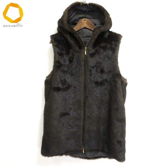 w ダーマコレクション DAMA collection フェイクファー ベスト 2 こげ