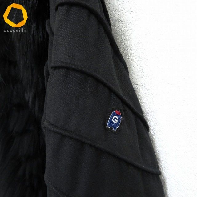 w イタリヤ 伊太利屋 GKITALIYA コート 15号 黒 ラクーン リアルファー