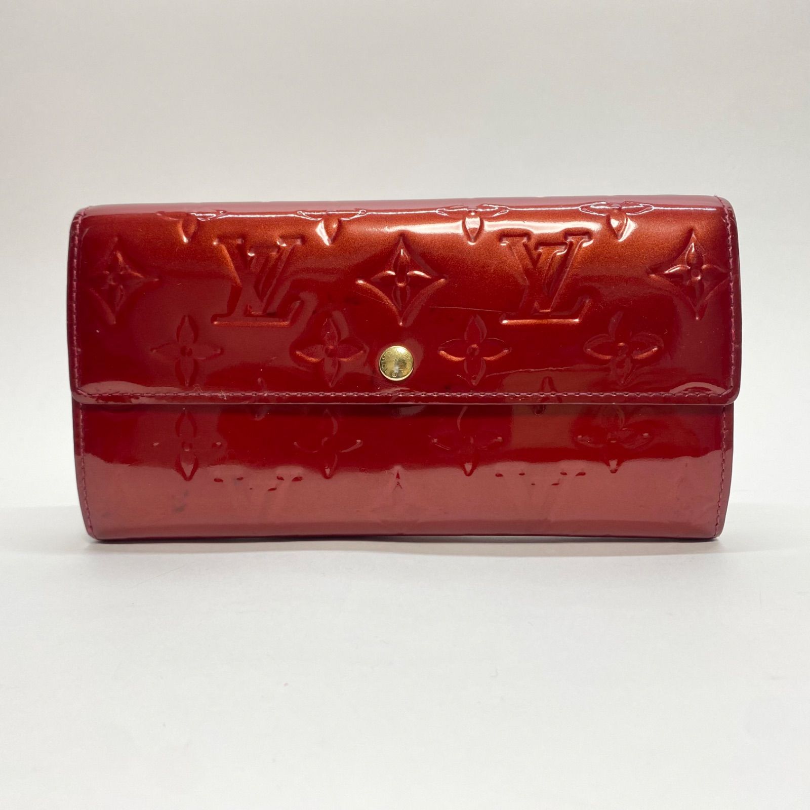 3025 LOUIS VUITTON ルイヴィトン 長財布 ヴェルニ レッド 赤 ポルトフォイユ サラ