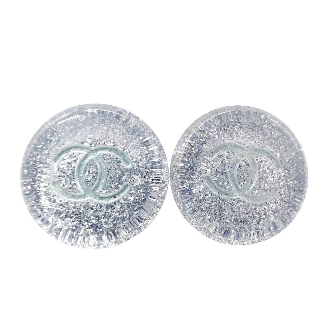 CHANEL シャネル ココマーク ラメ イヤリング A 14999 00 2000年製 コスチュームジュエリー アクセサリー シルバー クリア ヴィンテージ アンティーク ABランク 鑑定済 シャネルイヤリング