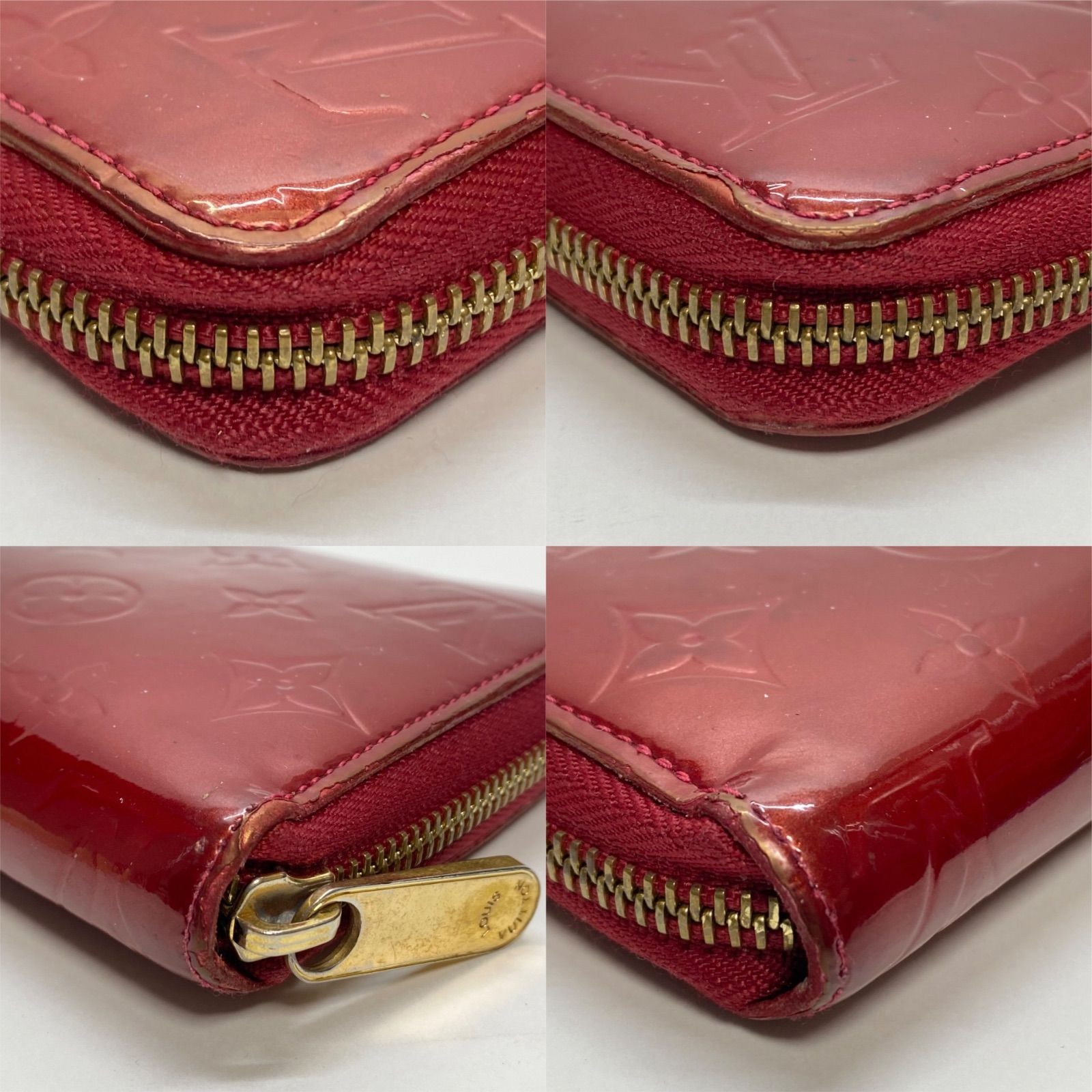 3130 LOUIS VUITTON ルイヴィトン 長財布 ヴェルニ レッド 赤 ラウンド