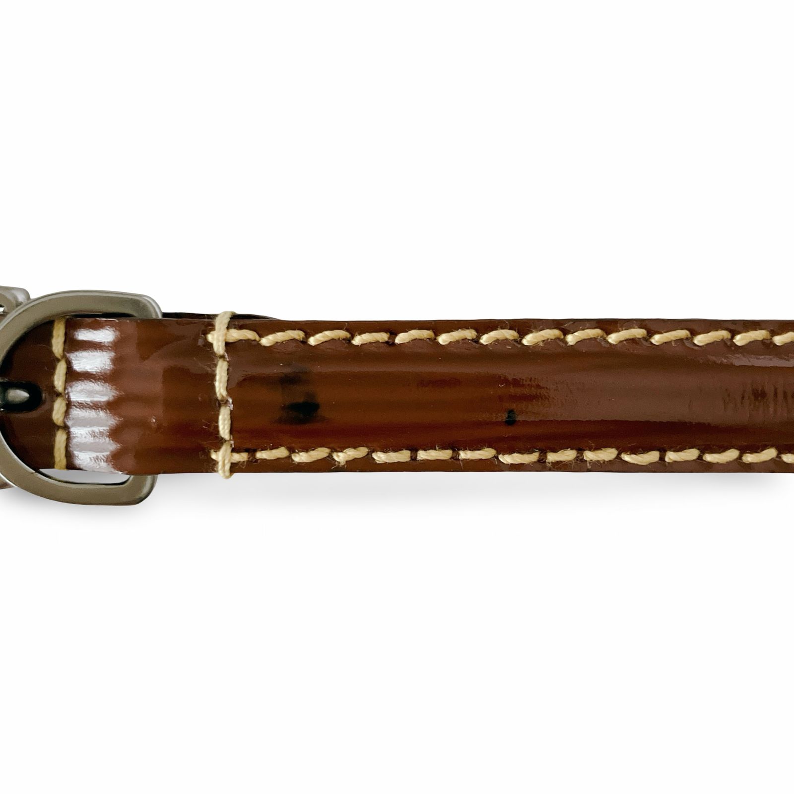  PRADA プラダ パテントレザー ステッチ ベルト ブラウン size 70 レディース ベルト 小物