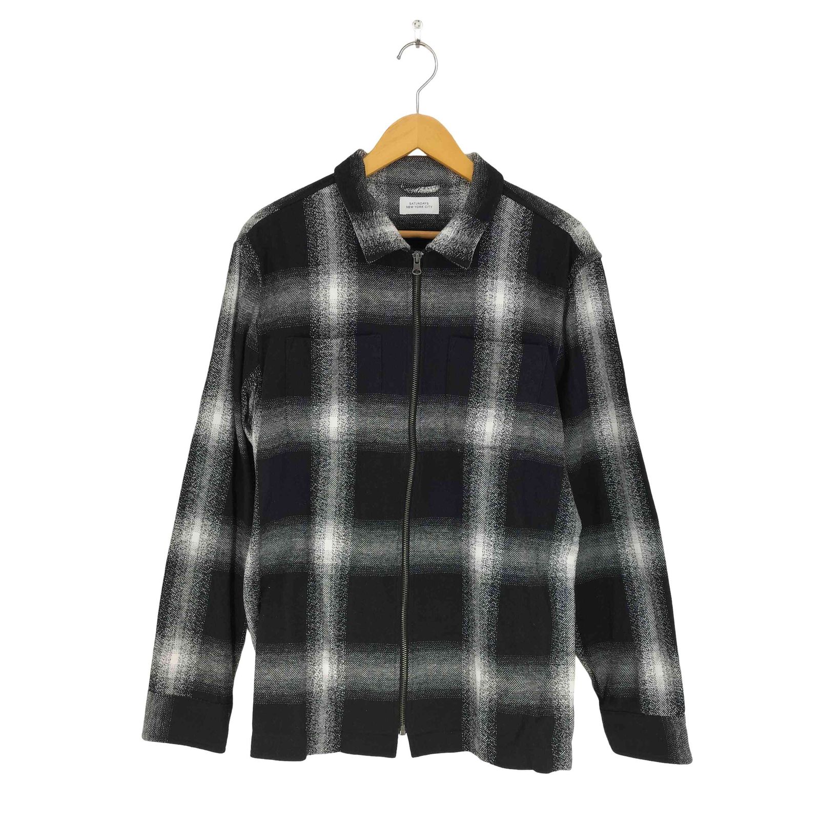 ユーズドフルギ USED古着 オンブレチェックジップシャツ street メンズ