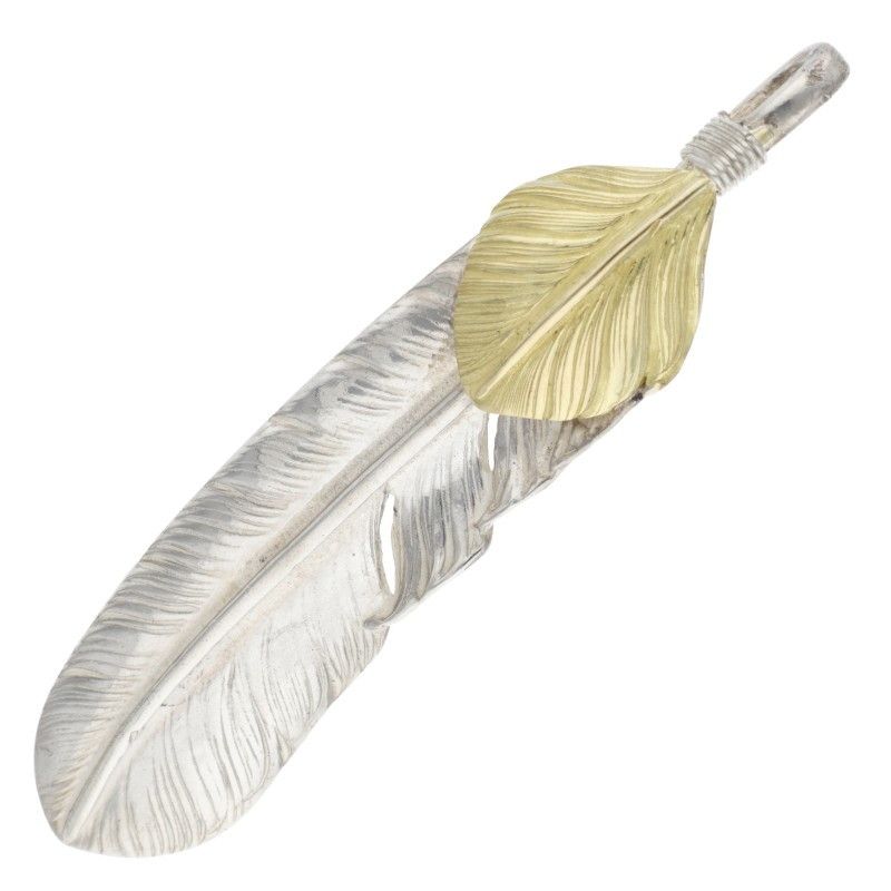 ゴローズ オールド上金特大フェザー 左向き ネックレストップ メンズ 特大 12 28～1 6 発送 問い合わせ遅延