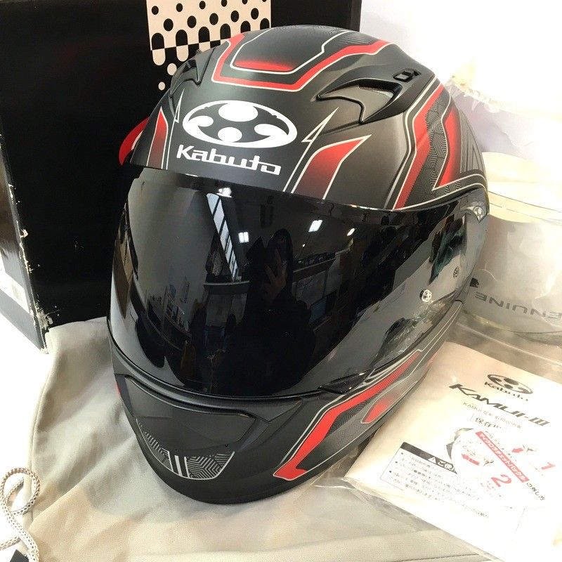 OGK KABUTO オージーケーカブト KAMUI 3 CIRCLE フルフェイスヘルメット 除菌消臭済 Lサイズ ブラック レッド オートバイ ツーリング ライディング バイカー バイク用品 TA 4003