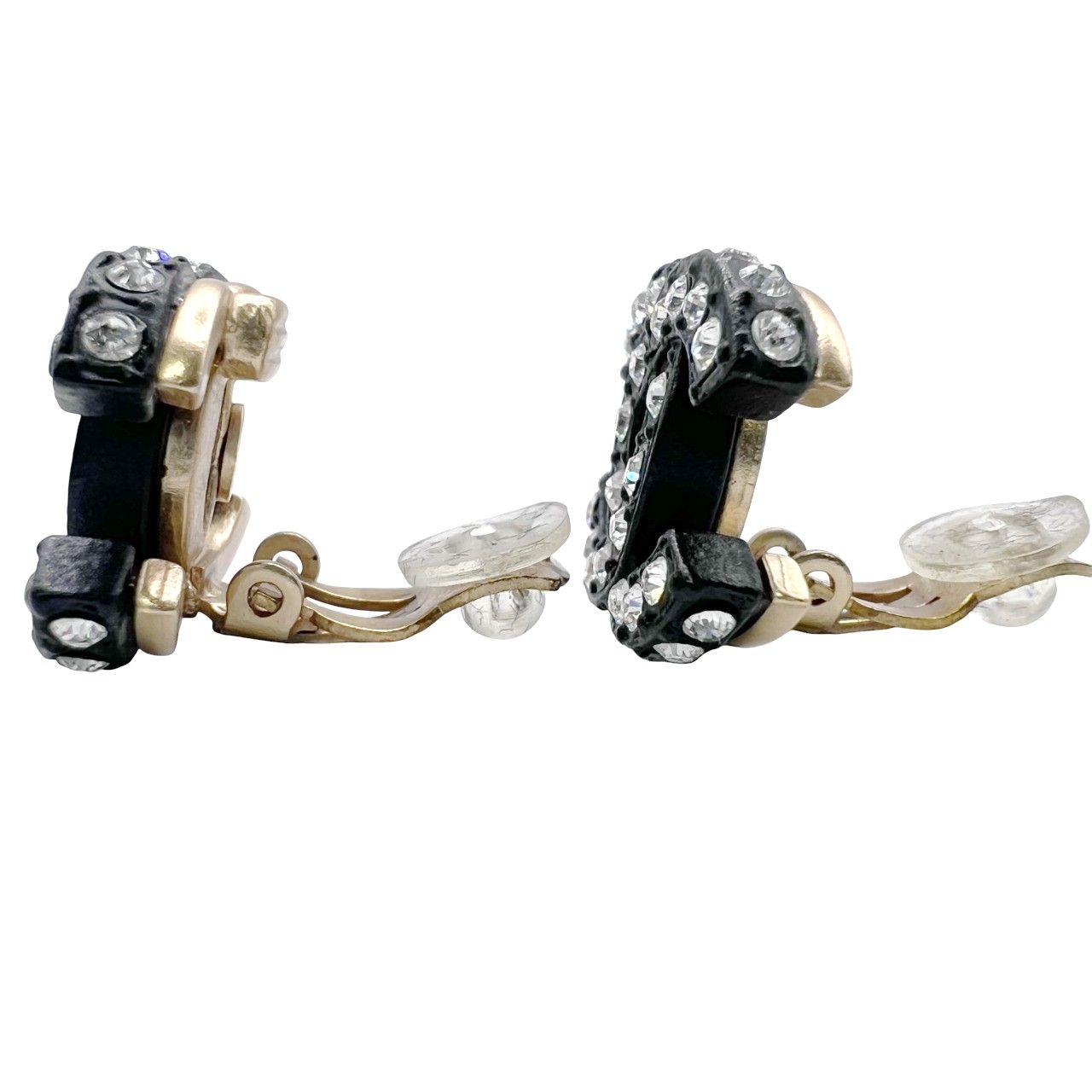 CHANEL 極美品 シャネル ココマーク ラインストーン ブラック